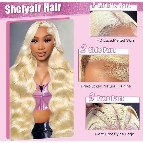 Blonde Wavy Lace Front Wig 613 13x6 Lace Front Wig Human Hair 28 Inch main image 7